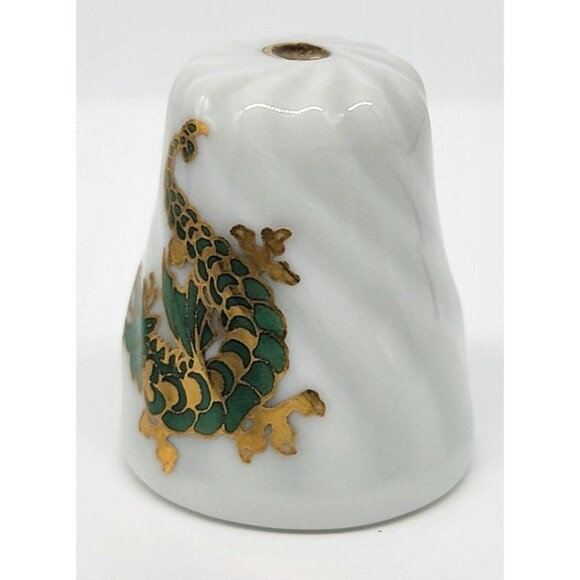 Dragon Scherzer Porcelain Thimble Gold Gilt West Germany Collectible Vintage - Picture 6 of 17